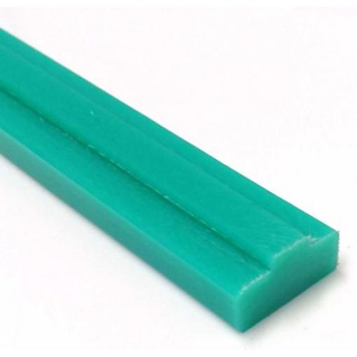 RS PRO Vodítko řetězu, SK, 08B, Polyetylen, Zelená, šířka: 20 mm, výška: 10 mm, délka: 2 m