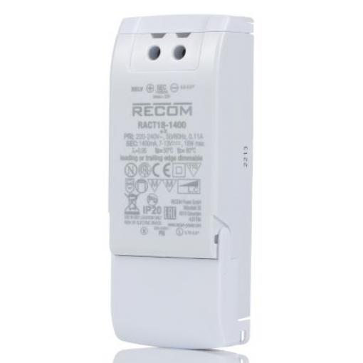 LED ovladač, řada: RACT18 RACT18-1400 6.5 to 13 V dc 1400 mA 18 W IP20 Recom