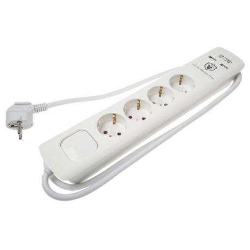 RS PRO Prodlužovací kabel 4 zásuvek, Bílá Polyvinylchlorid Aktivace sepnutí