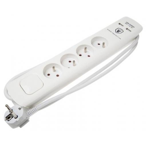 RS PRO Prodlužovací kabel 4 zásuvek, Bílá Polyvinylchlorid Aktivace sepnutí