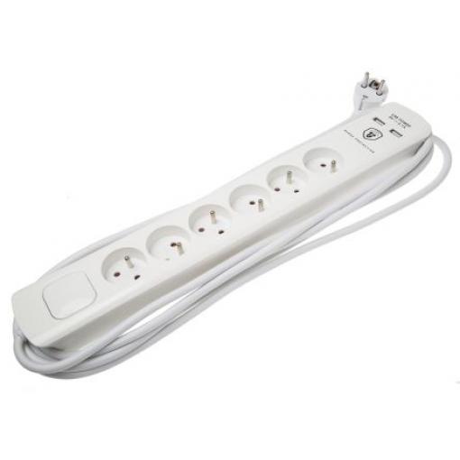 RS PRO Prodlužovací kabel 6 zásuvek, Bílá Polyvinylchlorid Aktivace sepnutí