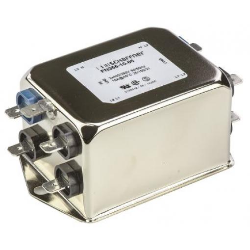 Filtr EMI, řada: FN355, 2.2 nF, 440V ac, 400 Hz, Montáž na rám, Fast-On, 10 A, počet fází: 3, 0.07 mA, Schaffner, 1, 1.8
