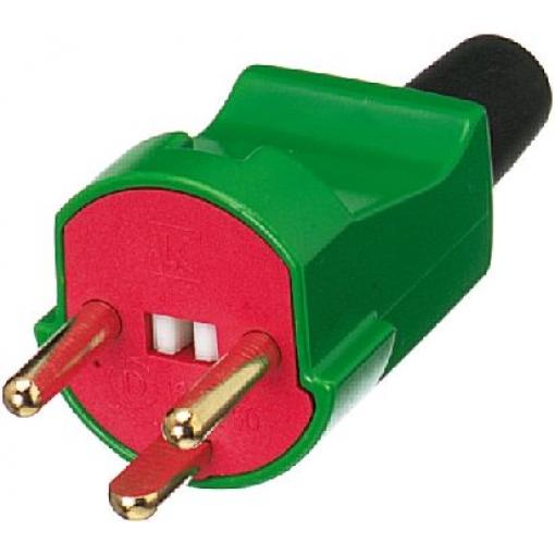 LK Síťová zástrčka barva Červen��, Zelená, formát pólů: 2+E Dánsko 10A Typ K, Kabel, 250 V Objímka