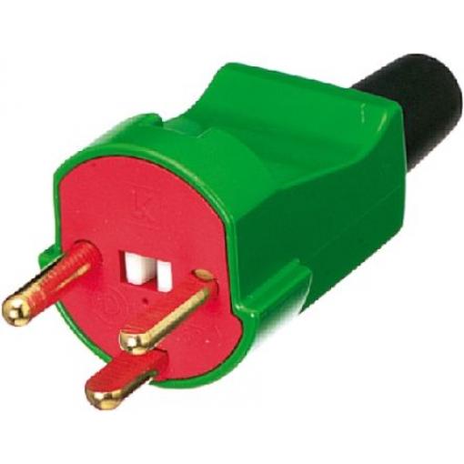 LK Síťová zástrčka barva Červená, Zelená, formát pólů: 2+E Dánsko 10A Typ K, Kabel, 250 V, Termoplast Objímka
