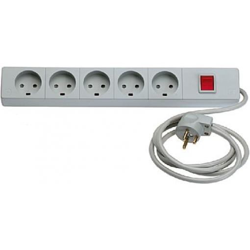 Prodlužovací kabel, délka kabelu: 1.5m 5 zásuvek Šedá Typ K – dánská Ano Prodlužovací kabel