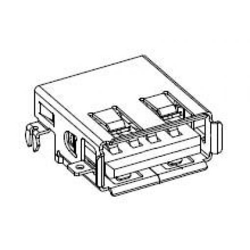 Molex Konektor USB, řada: 4825 Vnitřní, počet portů: 1portový, orientace těla: Pravý úhel USB typu A, 250 V, Panel USB