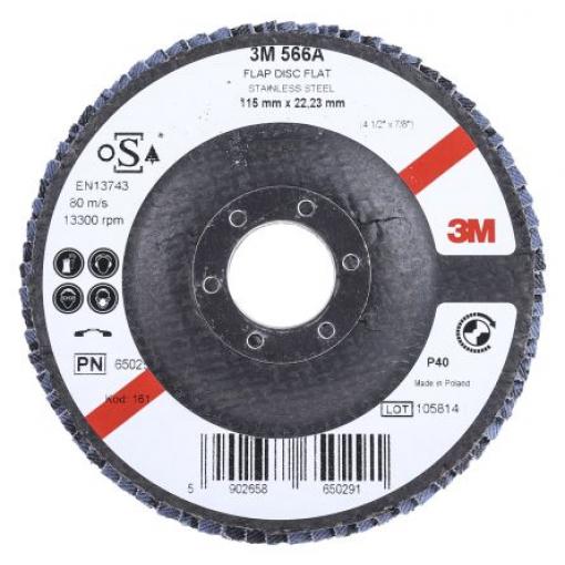 Brusný disk, řada: 566A Zirkonia hliník zrnitost P40 115 mm Hrubé, max. bezpečná rychlost: 13000 rpm 3M 1 V balení