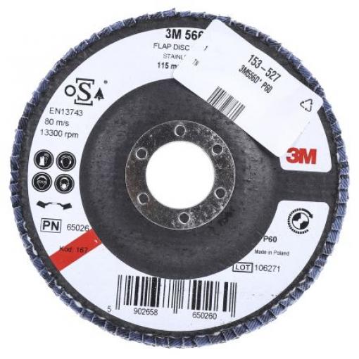 Brusný disk, řada: 566A Zirkonia hliník zrnitost P60 115 mm Střední, max. bezpečná rychlost: 13000 rpm 3M 1 V balení