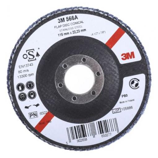 Brusný disk, řada: 566A Zirkonia hliník zrnitost P80 115 mm Střední, max. bezpečná rychlost: 13000 rpm 3M 1 V balení