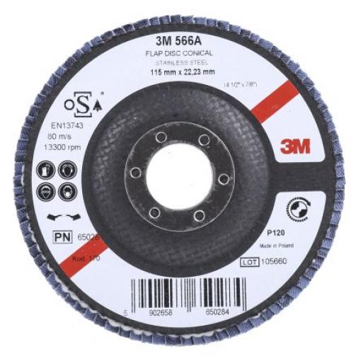 Brusný disk, řada: 566A Zirkonia hliník zrnitost P120 115 mm Jemné, max. bezpečná rychlost: 13000 rpm 3M 1 V balení