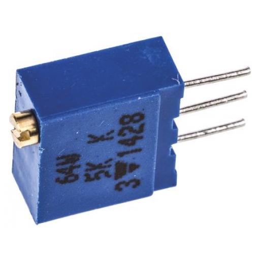 Ladicí potenciometr 5 kΩ 10 % ±100 ppm/°C 0.5 W Horní nastavení 19otáčkový, Průchozí otvor, Kolík, řada: 64W Vishay