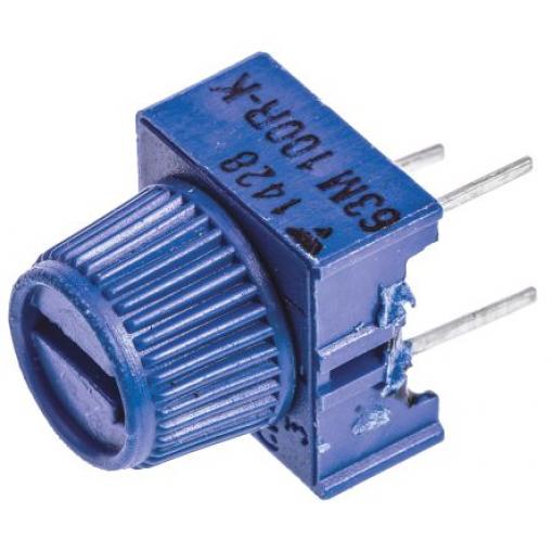 Ladicí potenciometr 100 Ω 10 % ±100 ppm/°C 0.5 W Horní nastavení 1otáčkový, Průchozí otvor, Kolík, řada: 63M Vishay