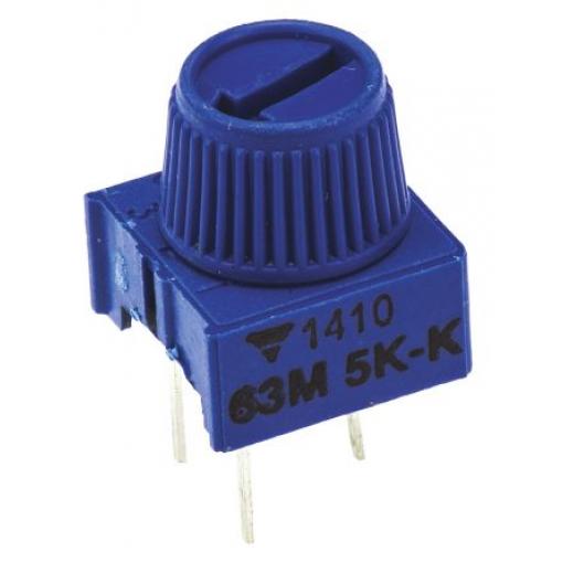 Ladicí potenciometr 5 kΩ 10 % ±100 ppm/°C 0.5 W Horní nastavení 1otáčkový, Průchozí otvor, Kolík, řada: 63M Vishay
