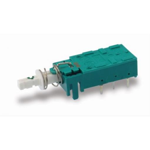 C & K Tlačítkový spínač, řada: NE-18 DPST Průchozí otvor Blokování 6 A 100 V dc 250 V ac
