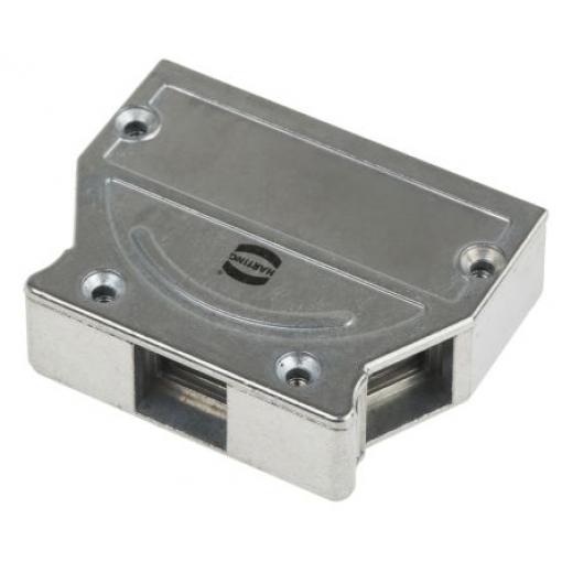HARTING Plášť D-Sub, orientace těla: Úhlový, Rovný, počet kontaktů: 25, materiál pouzdra: Kov, barva: Stříbrná
