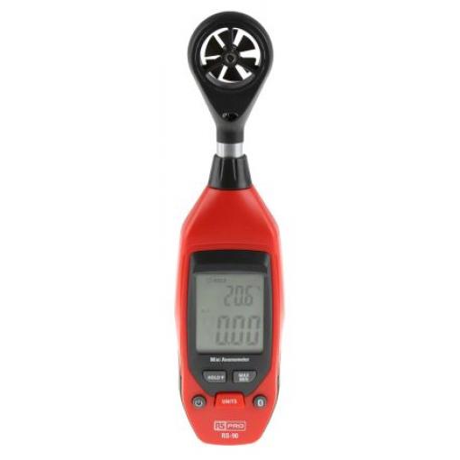 RS PRO Anemometr Teplota vzduchu, Rychlost vzduchu, číslo modelu: RS-90, typ sondy: NTC, Rotační lopatkové 25 m/s