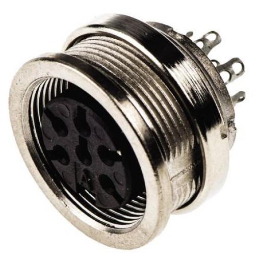 Amphenol Industrial Zásuvka DIN, řada: C 091 D, počet kontaktů: 6, velikost: M16, 300 V ac/dc, orientace těla: Rovný,