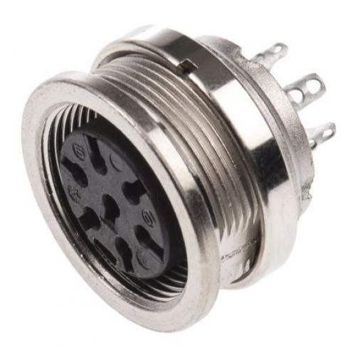 Amphenol Industrial Zásuvka DIN, řada: C 091 D, počet kontaktů: 7, velikost: M16, 300 V ac/dc, orientace těla: Rovný,