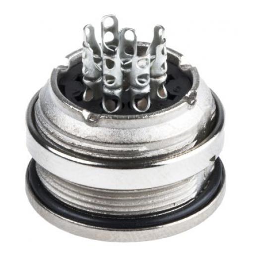 Amphenol Industrial Zásuvka DIN, řada: C 091 D, počet kontaktů: 8, velikost: M16, 100 V ac/dc, orientace těla: Rovný,