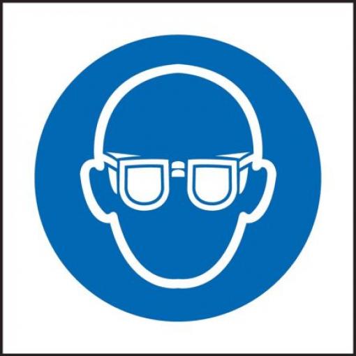 RS PRO Povinná značka, Vinyl, Bílá, Modrá Wear Eye protect Samolepicí