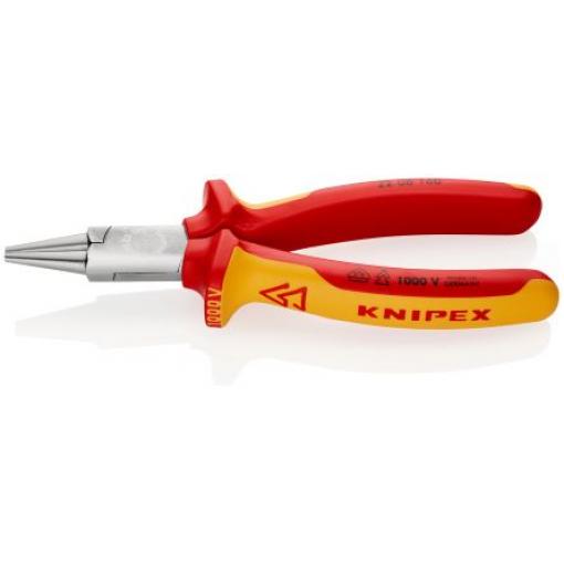 Ploché kleště 20 06, celková délka: 160 mm 1, Nástrojová ocel délka čelistí 30mm Knipex Kulatý Splňuje normu VDE/1000V