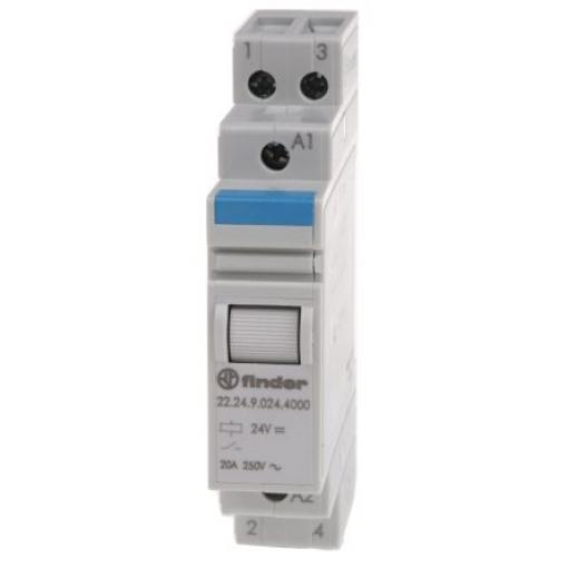 Finder Výkonové relé 2 NC Lišta DIN 20 A 24 V dc 22