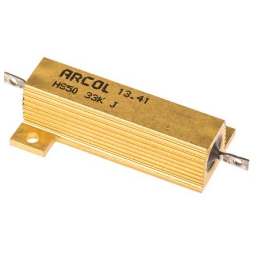 Rezistor pro montáž na rám, řada: HS50 33 kΩ ±5 % HS50 33K J 50 W, Hliník, Axiální Vinutý Arcol