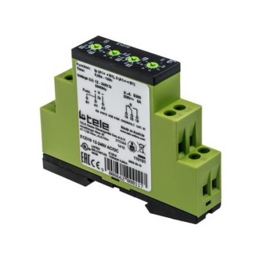 Tele Časovací relé, řada: E1ZI10 Lišta DIN SPDT 1kontaktové 240 V dc 12 V ac, 240 V ac Multifunkční funkce Šroub 0.05 s