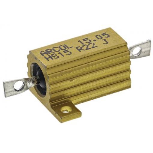 Rezistor pro montáž na rám, řada: HS15 220 mΩ ±5 % HS15 R22 J 15 W, Hliník, Axiální Vinutý Arcol