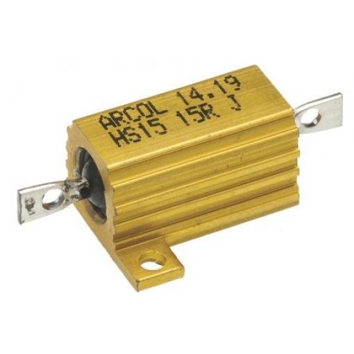 Rezistor pro montáž na rám, řada: HS15 15 Ω ±5 % HS15 15R J 15 W, Hliník, Axiální Vinutý Arcol