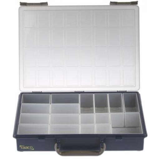 Přihrádková krabice 17 přihrádek Šedá, Průhledné, Polypropylen 57 mm x 340mm x 265 mm Raaco