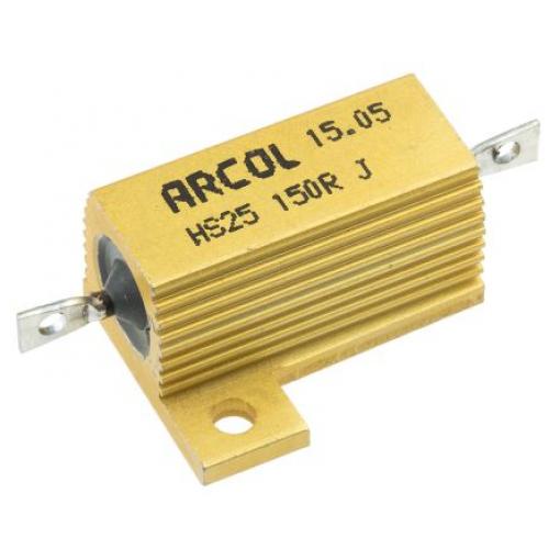 Rezistor pro montáž na rám, řada: HS25 150 Ω ±5 % HS25 150R J 25 W, Hliník, Axiální Vinutý Arcol