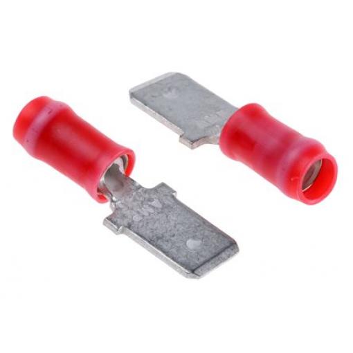 TE Connectivity Zásuvný konektor, řada: PIDG FASTON .250 Izolované, 6.35 x 0.81 mm, Červená Vnější, celková délka: 23.11