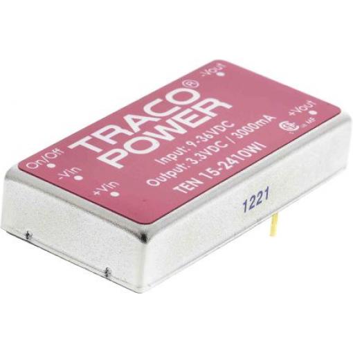 TRACOPOWER Měnič DC/DC TEN 15WI, výstup: 3.3 V dc 1.5 kV dc, Vin 36V dc 3 A, Vin 9V 15 W -40 °C 85 °C Montáž na plošný