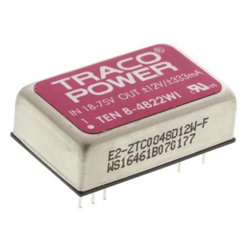 TRACOPOWER Měnič DC/DC TEN 8WI, výstup: 12 V 1.5 kV, Vin 75V 333 mA, Vin 18V 8 W -40 °C 85 °C Průchozí otvor