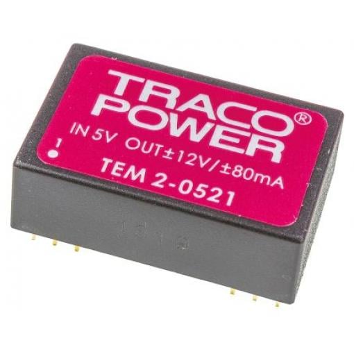 DC-DC převodník 2W, výstup: ±12V dc ±80mA 1kV dc, Vin 4,5 → 5,5 V DC