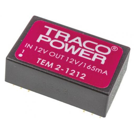 TRACOPOWER Měnič DC/DC TEM 2, výstup: 12 V dc 1 kV dc, Vin 13.2V dc 165 mA, Vin 10.8V 2 W -25 °C 70 °C Průchozí otvor