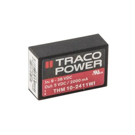 TRACOPOWER Měnič DC/DC THM 10WI, výstup: 5V dc 5 kV ac, Vin 36V dc 2 A, Vin 9V 10 W -40 °C 90 °C Průchozí otvor