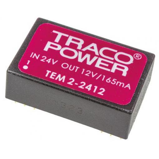 DC-DC převodník 2W, výstup: 12V dc 165mA 1kV dc, Vin 21,6 → 26,4 V DC