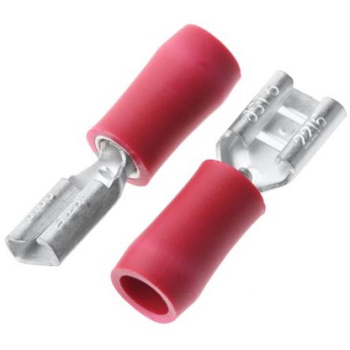 JST Zásuvný konektor, řada: FVDDF Izolované, 4.75 x 0.5 mm, Červená Vnitřní, celková délka: 18.7 mm, izolační: Vinyl,