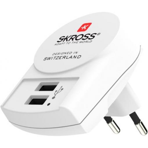 SKROSS Adaptér AC/DC 12 W, výstup: 5V dc, počet výstupů: 2 USB typu A Typ C 2.4 A Konvertor napájecích zdrojů AC-DC
