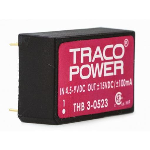 TRACOPOWER Měnič DC/DC THB 3, výstup: 15 V dc 4 kV ac, Vin 9V dc 100 mA, Vin 4.5V 3 W -40 °C 85 °C Průchozí otvor