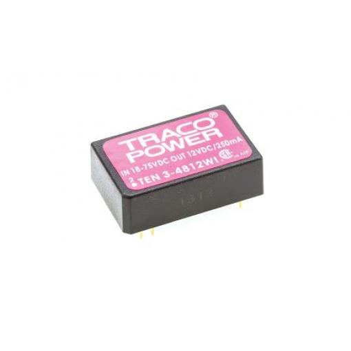 TRACOPOWER Měnič DC/DC TEN 3WI, výstup: 12 V dc 1.5 kV dc, Vin 75V dc 250 mA, Vin 18V 3 W -40 °C 85 °C Průchozí otvor