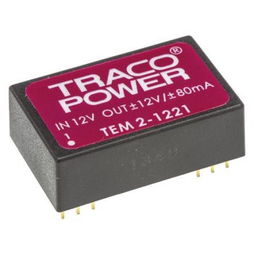 TRACOPOWER Měnič DC/DC TEM 2, výstup: 12 V dc 1 kV dc, Vin 13.2V dc 80 mA, Vin 10.8V 2 W -25 °C 70 °C Průchozí otvor