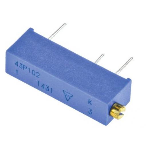 Ladicí potenciometr 1 kΩ 10 % ±100 ppm/°C 0.5 W Boční nastavení 20otáčkový, Průchozí otvor, Kolík, řada: 43P Vishay