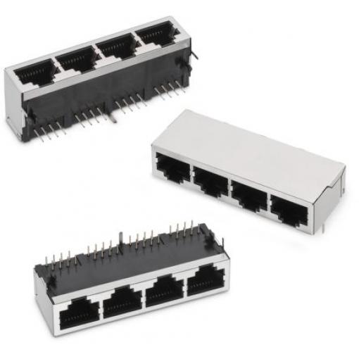 Wurth Elektronik Konektor RJ45, řada: 615032 Vnitřní, počet cest: 8, Horizontální, Montáž na plošný spoj Poniklovaný