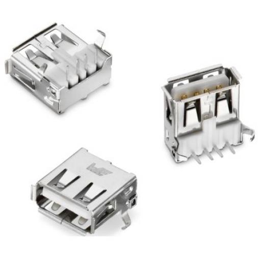 Wurth Elektronik Konektor paměťové karty, číslo řady: WR-COM USB 2.0 Type A Horizontal THT, počet řad: 1, počet