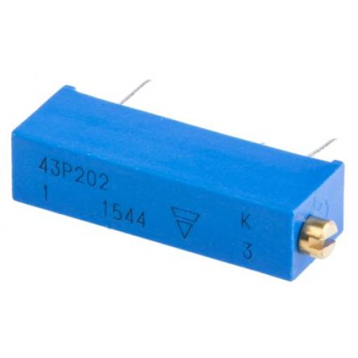 Ladicí potenciometr 2 kΩ 10 % ±100 ppm/°C 0.5 W Boční nastavení 20otáčkový, Průchozí otvor, Kolík, řada: 43P Vishay
