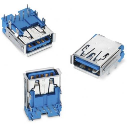 Wurth Elektronik Konektor paměťové karty, číslo řady: WR-COM USB 3.1 Type A Receptacle Horizontal THT, počet řad: 2,