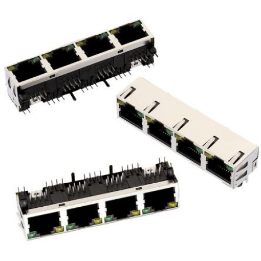 Wurth Elektronik Konektor RJ45, řada: 615032 Vnitřní, počet cest: 8, Horizontální, Montáž na plošný spoj Poniklovaný